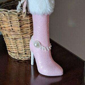 Pink Glitter High Heel Boot Decor